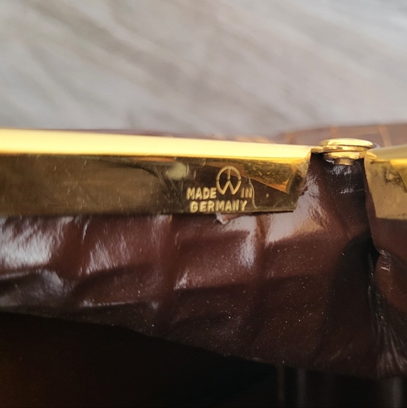 Vintage Two Tone Crocodile Leather Handbag Brown Cream Matching Wallet MCM - Picture 9 of 15